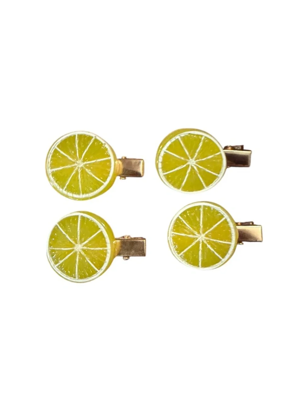 Lemon Slice Hair Clips Set of 4, Citrus Barrettes NWOT